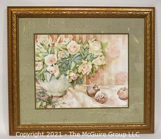 Framed Under Glass Floral Print.  Measures 26" x 30".