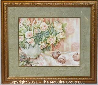 Framed Under Glass Floral Print.  Measures 26" x 30".