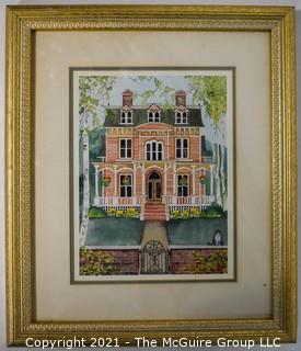 Framed Streetscape Print Decorator Art under Glass 