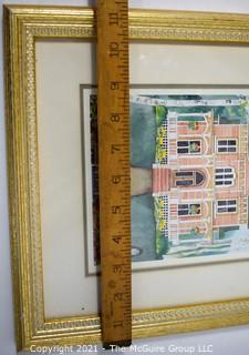 Framed Streetscape Print Decorator Art under Glass 