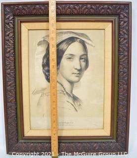 Framed Under Glass Lithograph Grande Étude aux deux crayons, No. 53, by Julien Bernard-Romain and Charpentier, Franc̨ois, c1845.  Measures 19" x 24".