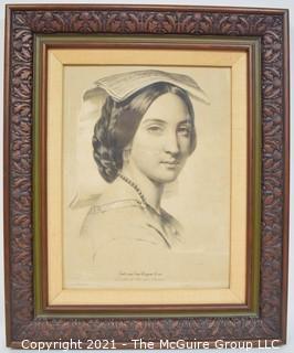 Framed Under Glass Lithograph Grande Étude aux deux crayons, No. 53, by Julien Bernard-Romain and Charpentier, Franc̨ois, c1845.  Measures 19" x 24".