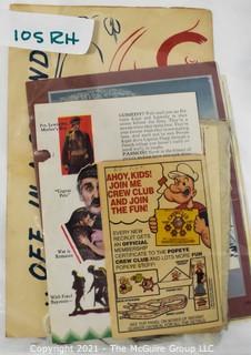 Group of Vintage Ephemera Including an Instant Quaker Oatmeal - Popeye the Quaker Man vs. Bluto the Bad!