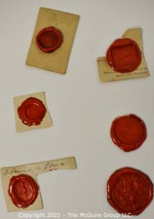 Vintage Collection of Six Victorian Red Wax Signet Seals. 