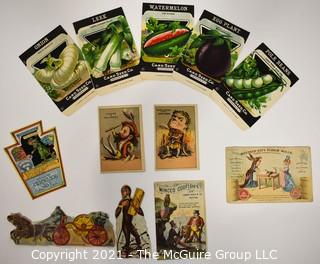 Victorian Advertising Trade Cards and Seed Packets.