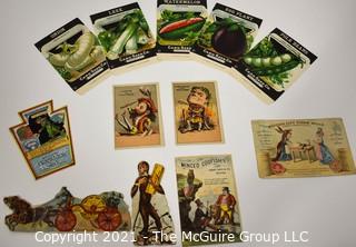 Victorian Advertising Trade Cards and Seed Packets.