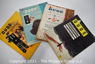 Four (4) Vintage Copies of "The Dude: The Magazine Devoted to Pleasure" Men's Interest Magazine From the 1950's.