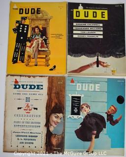 Four (4) Vintage Copies of "The Dude: The Magazine Devoted to Pleasure" Men's Interest Magazine From the 1950's.