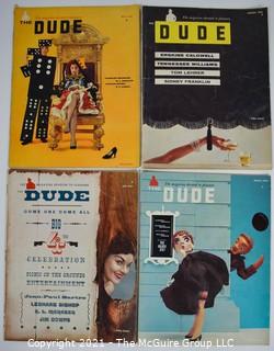 Four (4) Vintage Copies of "The Dude: The Magazine Devoted to Pleasure" Men's Interest Magazine From the 1950's.