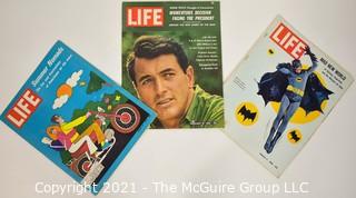 (3) Volumes of LIFE magazine including 3/11/66 Batman Adam West Cover, 8/14/70 Summer Nomads and 2/16/62 Rock Hudson 