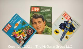 (3) Volumes of LIFE magazine including 3/11/66 Batman Adam West Cover, 8/14/70 Summer Nomads and 2/16/62 Rock Hudson 