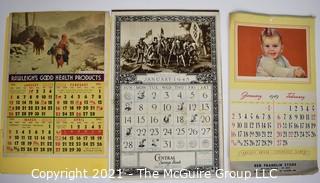 Three (3) Vintage Pin Up 1941, 1945 & 1949 Advertising Wall Calendars for Washington Permanent Building Association 