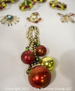 Vintage Mercury Glass Beaded Christmas Ornaments and Tree Topper Star