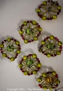 Vintage Mercury Glass Beaded Christmas Ornaments and Tree Topper Star