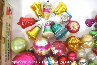 Vintage Hand Painted Mercury Glass Christmas Ornaments with Indents.