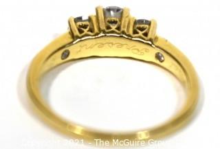 Yellow 14 Kt Gold Three Stone Diamond Engagement Ring.