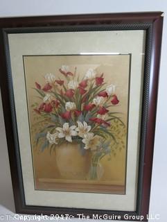 Framed floral print; 29 x 41"