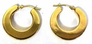 Pair of 14 kt Gold Thick Hollow Hoop Earrings. Weighs 2.6 g