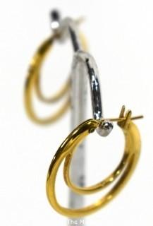 Pair of 10 kt Gold Double Hoop Pierced Earrings. Weighs 2.5 g