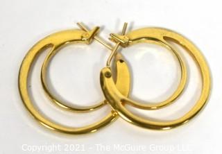 Pair of 10 kt Gold Double Hoop Pierced Earrings. Weighs 2.5 g