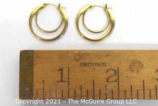 Pair of 10 kt Gold Double Hoop Pierced Earrings. Weighs 2.5 g