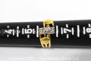 Vintage 18 kt Gold Band with Marcasite Accent.  Weighs 2.1 g