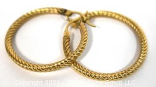 Pair of 14 kt Gold Hoop Pierced Earrings.  Weighs 3.5 g