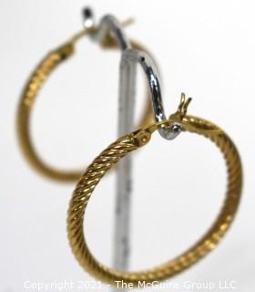 Pair of 14 kt Gold Hoop Pierced Earrings.  Weighs 3.5 g