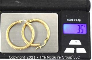 Pair of 14 kt Gold Hoop Pierced Earrings.  Weighs 3.5 g