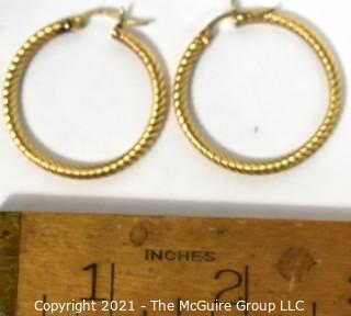 Pair of 14 kt Gold Hoop Pierced Earrings.  Weighs 3.5 g