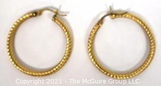 Pair of 14 kt Gold Hoop Pierced Earrings.  Weighs 3.5 g