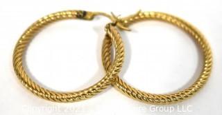 Pair of 14 kt Gold Hoop Pierced Earrings.  Weighs 3.5 g