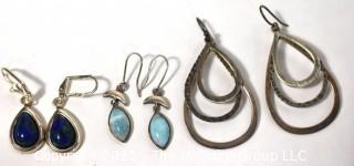 Three (3) Sterling Silver Dangle Earrings. 