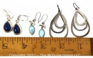 Three (3) Sterling Silver Dangle Earrings. 