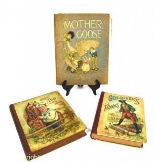 Three (3) Vintage Children's Books Including Mother Goose, Great Big Story Book and Gulliver's Travels.