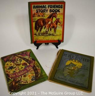 Three (3) Vintage Children's Books Including Animal Friends Story Book, Peter Patter Book, The Golden Egg Book. 