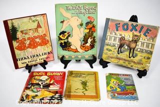 Group of Vintage Children's Books Including Flicka Ricka Dicka, Foxie & White Young Bunny with His Magic Nose, 