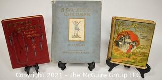 Three (3) Antique Children's Books Includes Mother Goose, A Gallery of Children by AA Milne and Billy Whiskers Kids by Frances Montgomery.