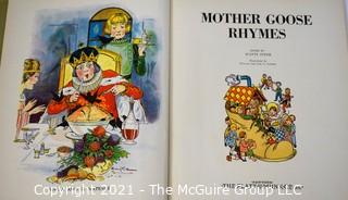 Five Antique Children's Books Including Mother Goose, Old Mother Hubbard, Plays and Games for Little Folks, French Fairy Tales by Gustave Dore and Charles Perrault.