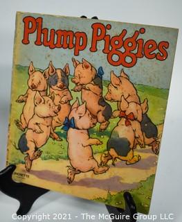 Six (6) Vintage Children's Books Including Pim & Pom, Dog Stories, Plump Piggies,Three Little Pigs, Winnie The Pooh, Kris Kringle