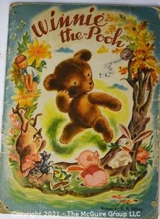 Six (6) Vintage Children's Books Including Pim & Pom, Dog Stories, Plump Piggies,Three Little Pigs, Winnie The Pooh, Kris Kringle