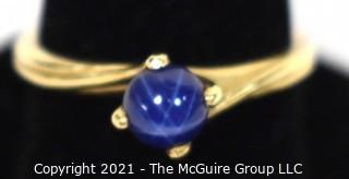 14kt Yellow Gold with Blue Star Sapphire Ring.  Weighs 2.4 g.