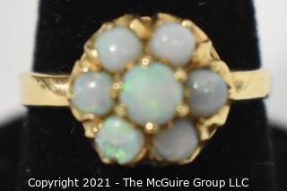 Vintage Gold Baden & Foss (B&F) Ring with Cluster of Round Opals. 