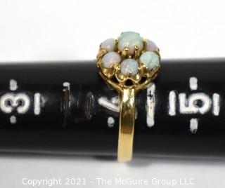 Vintage Gold Baden & Foss (B&F) Ring with Cluster of Round Opals. 