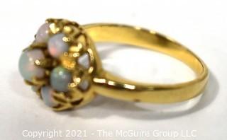 Vintage Gold Baden & Foss (B&F) Ring with Cluster of Round Opals. 