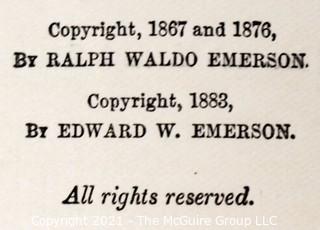 Four (4) Antique Volumes of The Complete Works of Ralph Waldo Emerson, The Riverside Press, 1888 with Leather Spines and Marbled Covers.