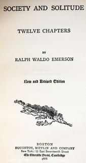 Four (4) Antique Volumes of The Complete Works of Ralph Waldo Emerson, The Riverside Press, 1888 with Leather Spines and Marbled Covers.