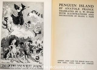 Two (2) Vintage Books by Anatole France - Penguin Island & The Revolt of the Angels, both illustrated by Frank C. Pape 