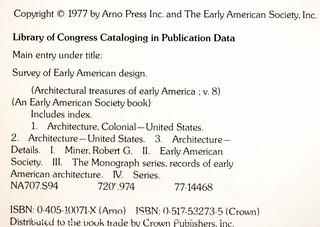 1977 Edition of Architectural Treasures of Early America (7 volumes)
Whitehead, Russell F. and Frank Chouteau Brown.