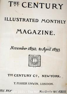 Three (3) Leather Bound Volumes of The Century Illustrated Monthly Magazine, 1890 to 1893